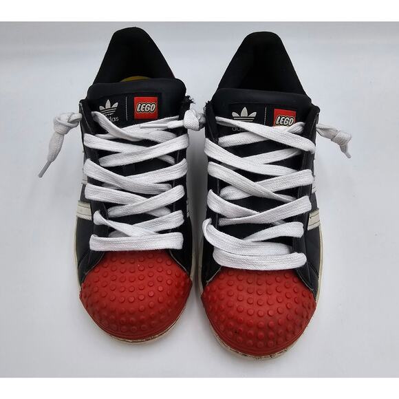 Adidas LEGO Superstar GS Black Red White Big Kids Size 5Y Shoes Sneakers - Picture 1 of 14